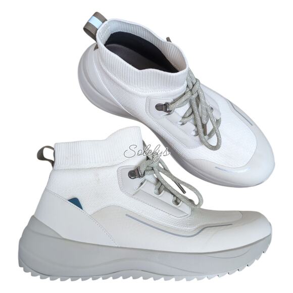 Vessi Stormburst High Womens 9 Dune Beige Waterproof DymaTex Knit Sneaker Boot - Picture 1 of 13